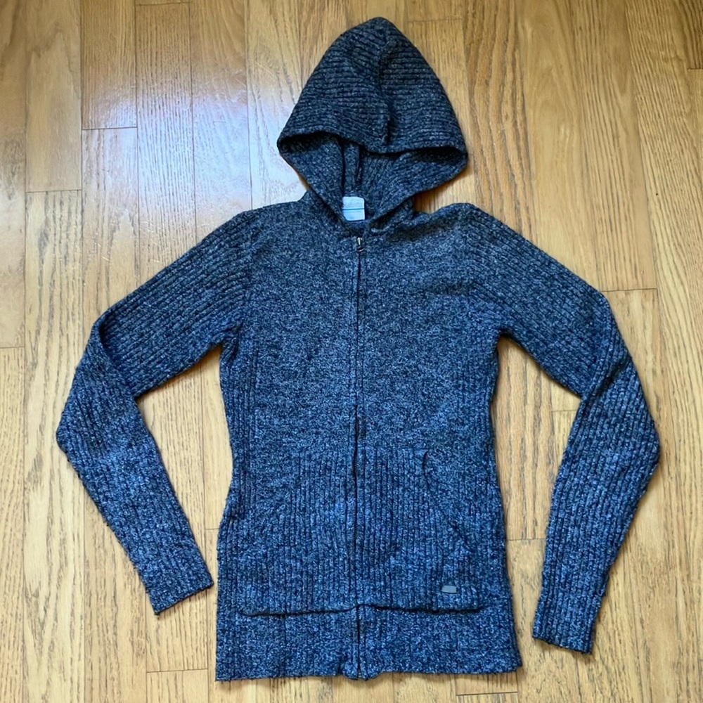 Columbia Women's Charcoal Knit Hooded Sweater, XS, EUC
